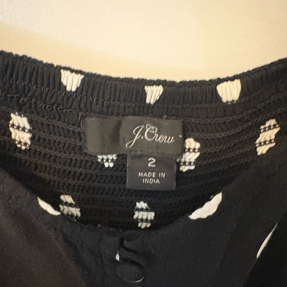 J.Crew Polka Dot Jumpsuit Black White Wide Leg Tie Waist 2 - Picture 6 of 6
